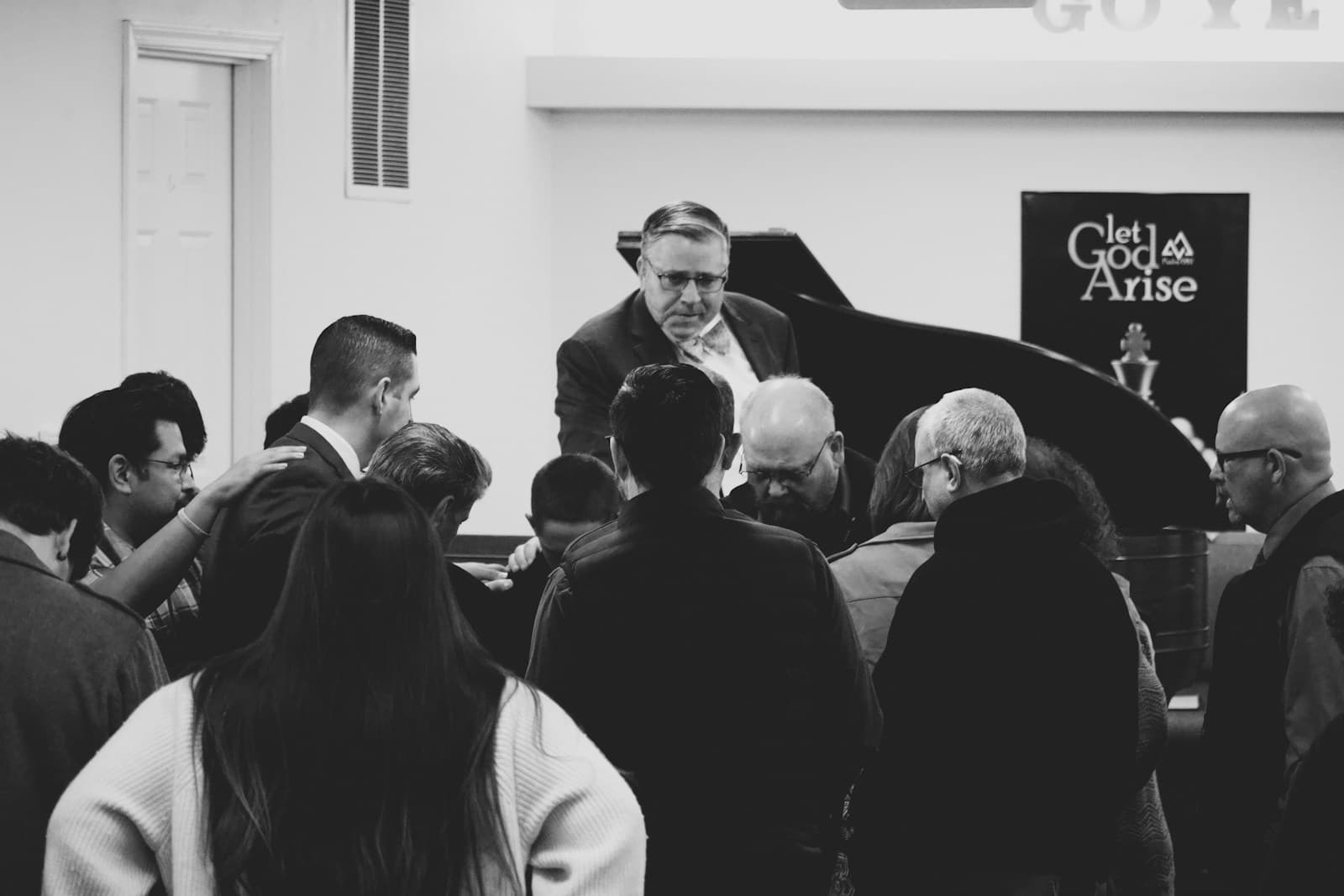 Church congregation gathered together in prayer and community