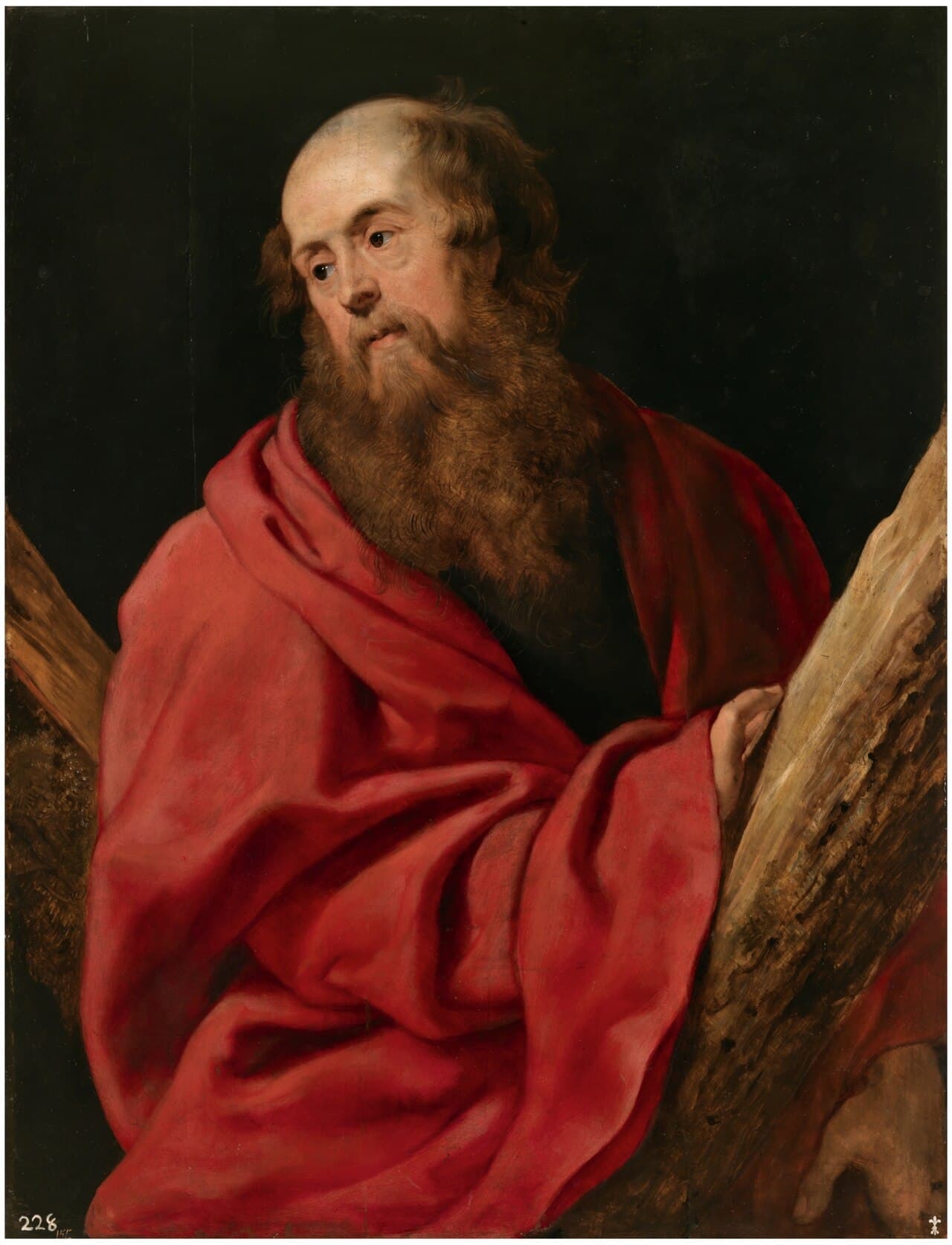 Peter Paul Rubens, Saint Andrew the Apostle, c. 1612 — Andrew holds the X-shaped saltire cross on which he was crucified at Patras